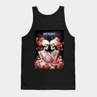 Happy Halloween: Halloween Skeletons in Love on a Dark Background Tank Top